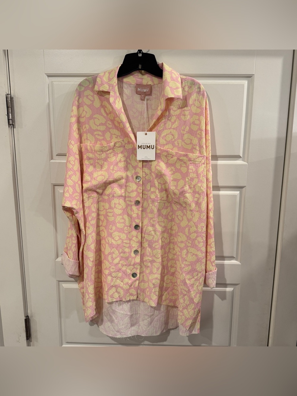 Show Me Your Mumu Lemonade Cheetah Button Down Beach Cover Size Small New